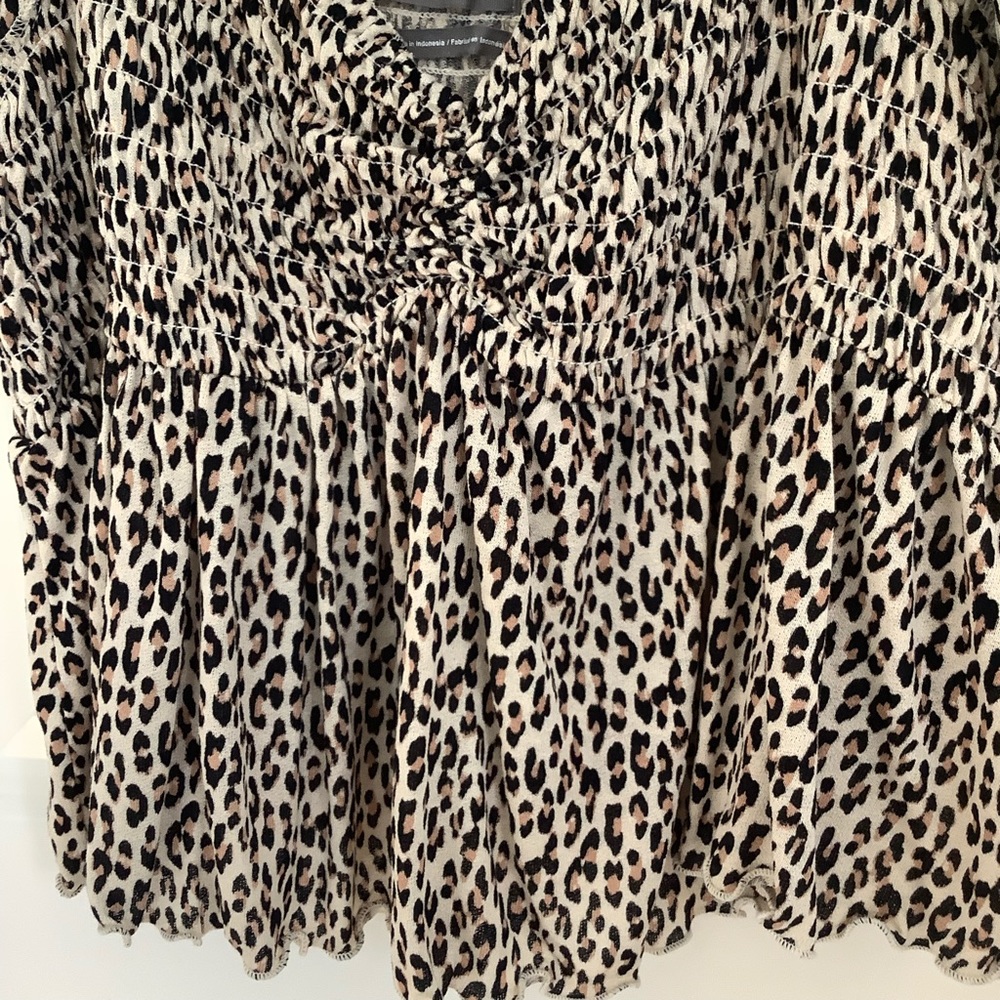 urban outfitters womens animal print crop peplum top size Large - Picture 9 of 10